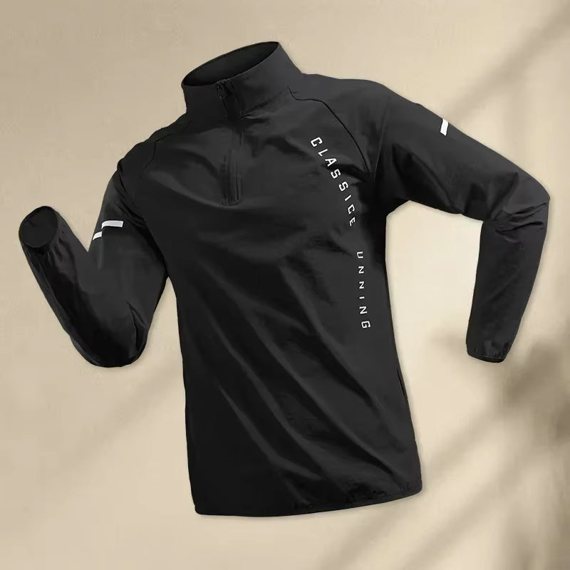 Men’s Running Jacket – Hooded Zip Gym Sport Sweatshirt for Training & Jogging