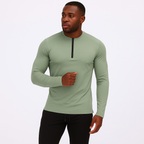 Men’s Long-Sleeve Semi-Zip Polyester Compression Training Shirt