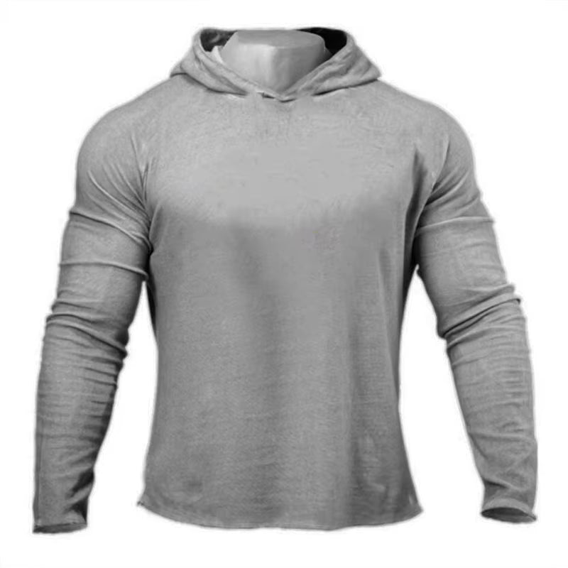 Men’s Slim Fit Gym Hoodie – Long Sleeve Cotton Training Shirt for Fitness & Bodybuilding