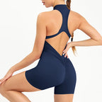 Women's Scrunch Gym Jumpsuit – Short Fitness Set with Zipper, Yoga Tracksuit & Workout Sportswear