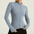 Women's Lightweight Quick-Dry Zip-Up Running Jacket – Long Sleeve Yoga Top