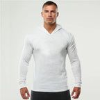 Men’s Slim Fit Gym Hoodie – Long Sleeve Cotton Training Shirt for Fitness & Bodybuilding