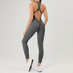 Women's Scrunch Gym Jumpsuit – Short Fitness Set with Zipper, Yoga Tracksuit & Workout Sportswear
