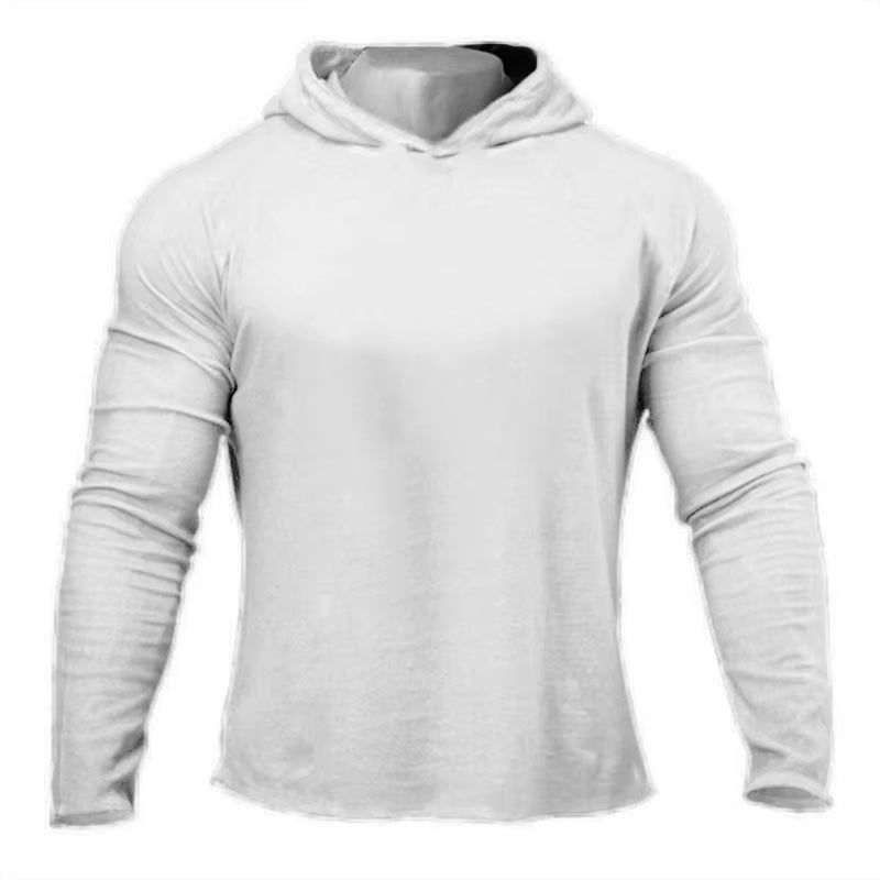 Men’s Slim Fit Gym Hoodie – Long Sleeve Cotton Training Shirt for Fitness & Bodybuilding