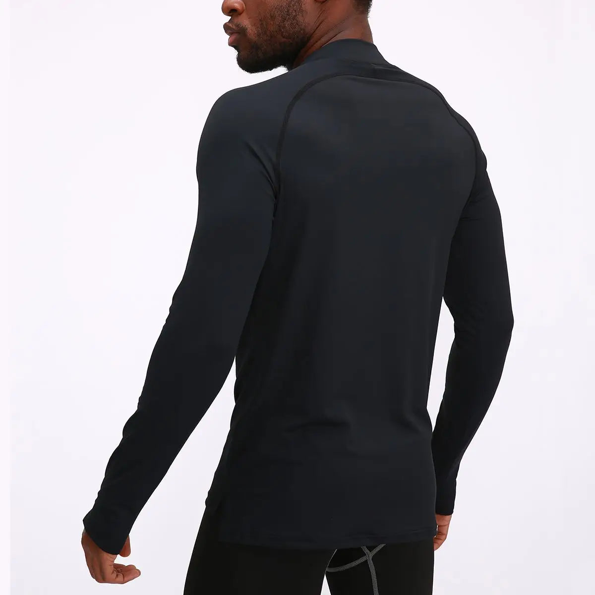 Men’s Long-Sleeve Semi-Zip Polyester Compression Training Shirt