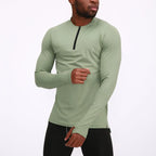 Men’s Long-Sleeve Semi-Zip Polyester Compression Training Shirt