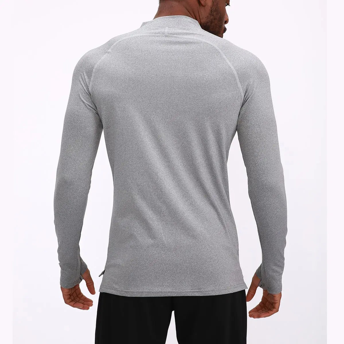 Men’s Long-Sleeve Semi-Zip Polyester Compression Training Shirt