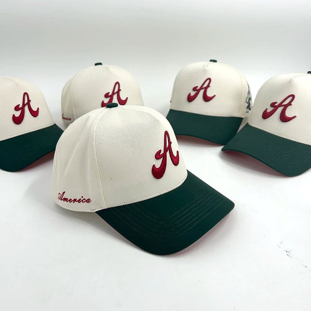 3D Puff Embroidered A-Frame 5-Panel Two-Tone Baseball Cap