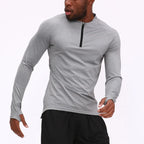 Men’s Long-Sleeve Semi-Zip Polyester Compression Training Shirt