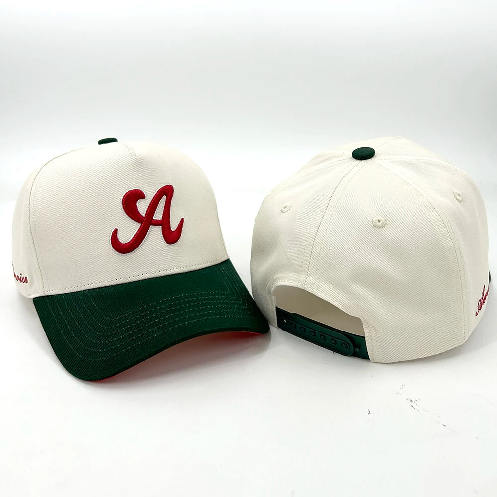 3D Puff Embroidered A-Frame 5-Panel Two-Tone Baseball Cap