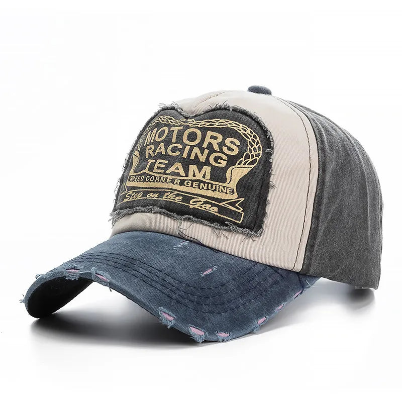 Washed Cotton Baseball Cap – Vintage Distressed Dad Hat, Snapback Style
