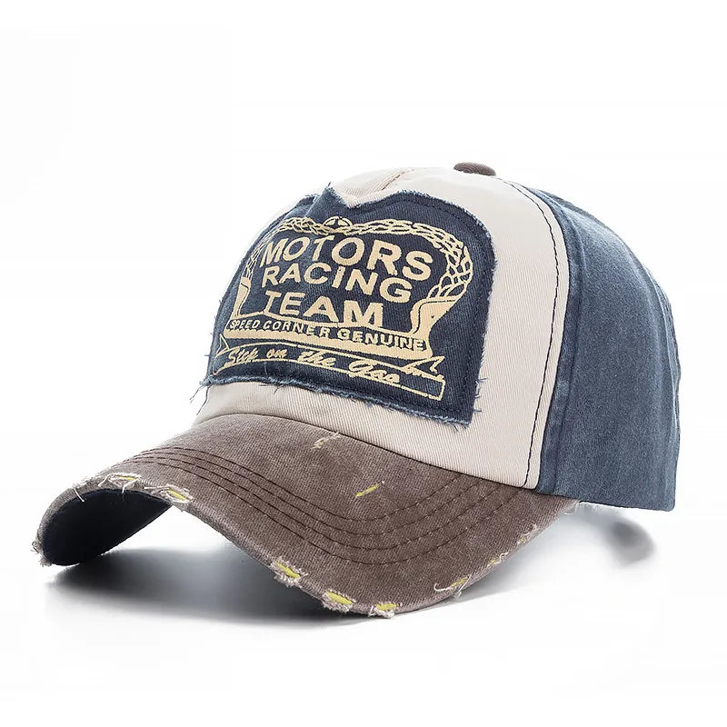 Washed Cotton Baseball Cap – Vintage Distressed Dad Hat, Snapback Style