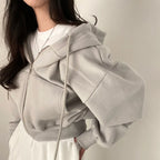 Y2K Oversized Zip Up Hoodie for Women – Casual Harajuku Crop Top Sweatshirt, Long Sleeve Loose Jacket