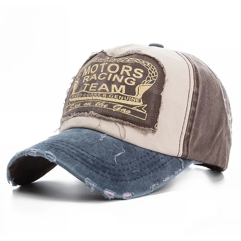 Washed Cotton Baseball Cap – Vintage Distressed Dad Hat, Snapback Style
