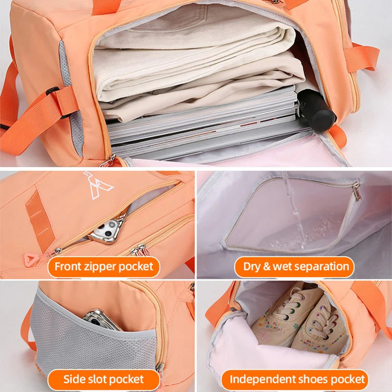 Women's Waterproof Gym Bag – Sports Fitness Tote with Shoe Pocket, Travel & Swimming Handbag