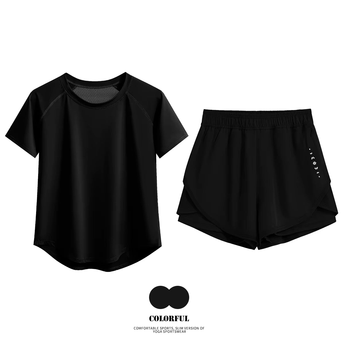 Women’s 2-Piece Gym Set – Summer Sportswear Outfit with Short Sleeve Top & Shorts Tracksuit