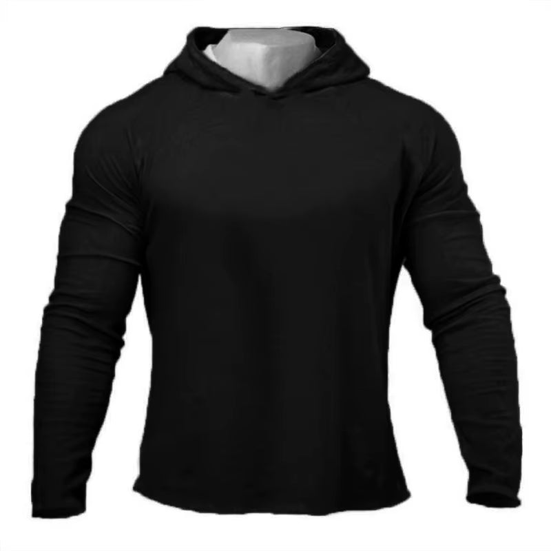 Men’s Slim Fit Gym Hoodie – Long Sleeve Cotton Training Shirt for Fitness & Bodybuilding
