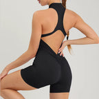 Women's Scrunch Gym Jumpsuit – Short Fitness Set with Zipper, Yoga Tracksuit & Workout Sportswear